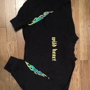 black cropped mock neck “wild heart” top